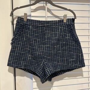 She + sky navy tweed shorts